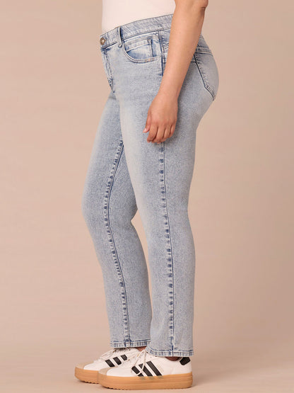 Democracy Clothing “Ab”solution® Mid-Rise Booty Lift Plus Size Straight Leg Jeans - Light Blue Artisanal Denim