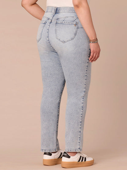 Democracy Clothing “Ab”solution® Mid-Rise Booty Lift Plus Size Straight Leg Jeans - Light Blue Artisanal Denim