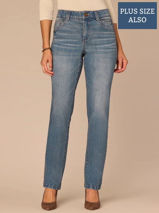 Democracy Clothing "Ab"solution® Booty Lift Artisanal Straight Leg Plus Size Jeans - Mid Blue Artisanal Denim