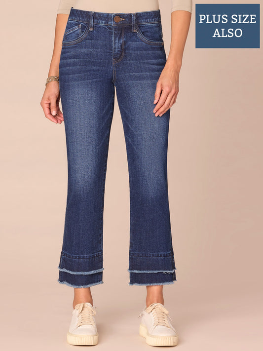 Democracy Clothing "Ab"solution® Mid-Rise Double Layer Fray Plus Size Kick Flare Jeans - Indigo Denim