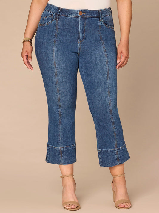 Democracy Clothing "Ab"solution® High Rise Center Seam Plus Size Kick Flare Jeans - Blue Denim