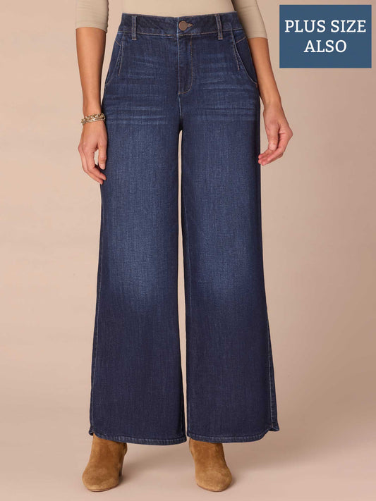 Democracy Clothing "Ab"solution® Skyrise Wide Leg Plus Size Jeans with Tulip Hem - Indigo Denim