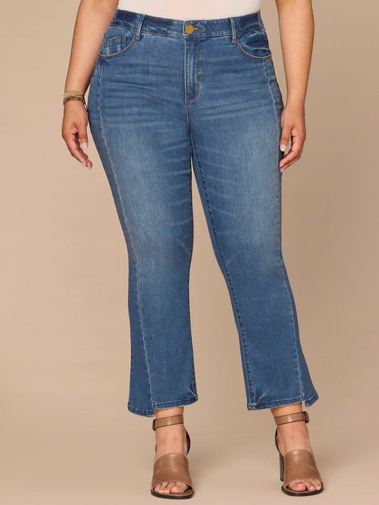 Democracy Clothing "Ab"solution® Skyrise Plus Size Barely Boot Jeans with Step Hem - Mid Blue Artisanal Denim