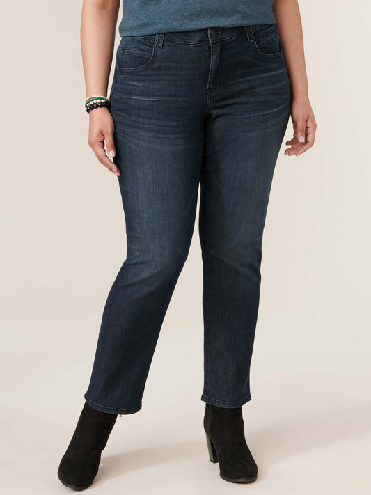 Democracy Clothing "Ab"solution® Mid Rise Dark Indigo Straight Leg Plus Jeans - Dark Indigo Artisanal Denim