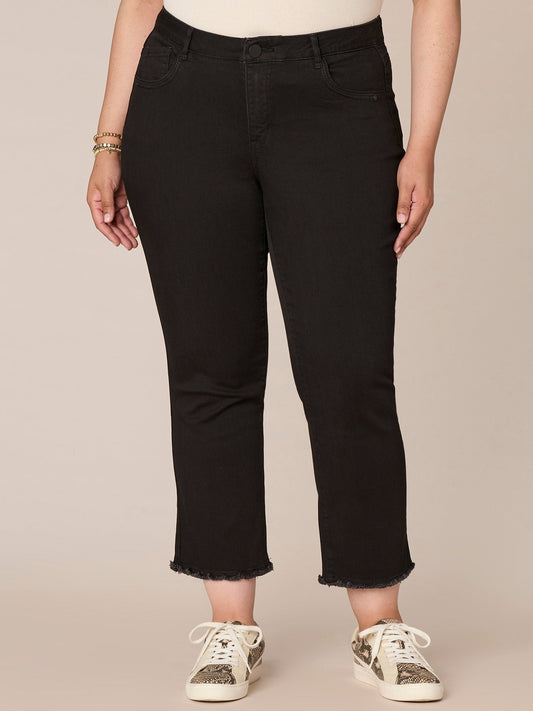 Democracy Clothing "Ab"solution High Rise Cascading "D" Slim Straight Plus Size Jeans - Black Denim