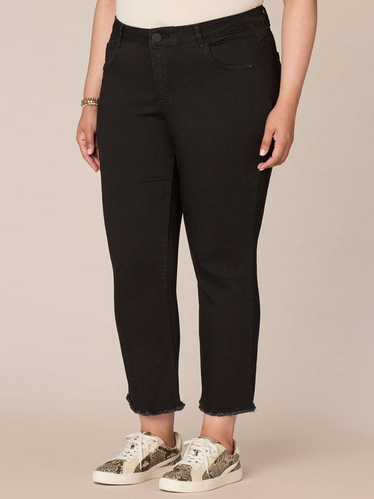 Democracy Clothing "Ab"solution High Rise Cascading "D" Slim Straight Plus Size Jeans - Black Denim