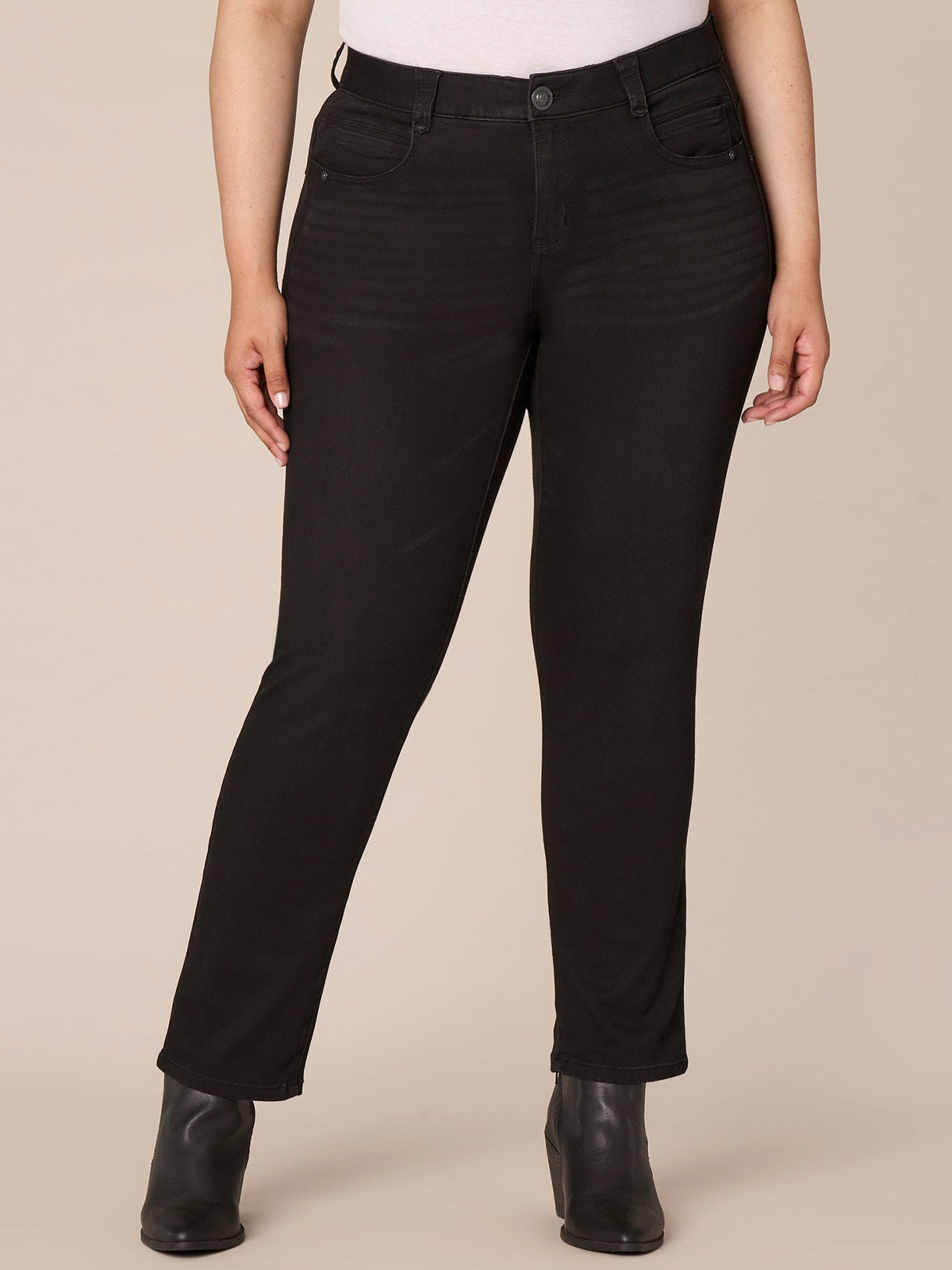 Democracy Clothing "Ab"solution® Booty Lift Black Denim Straight Leg Plus Jeans - Black Denim