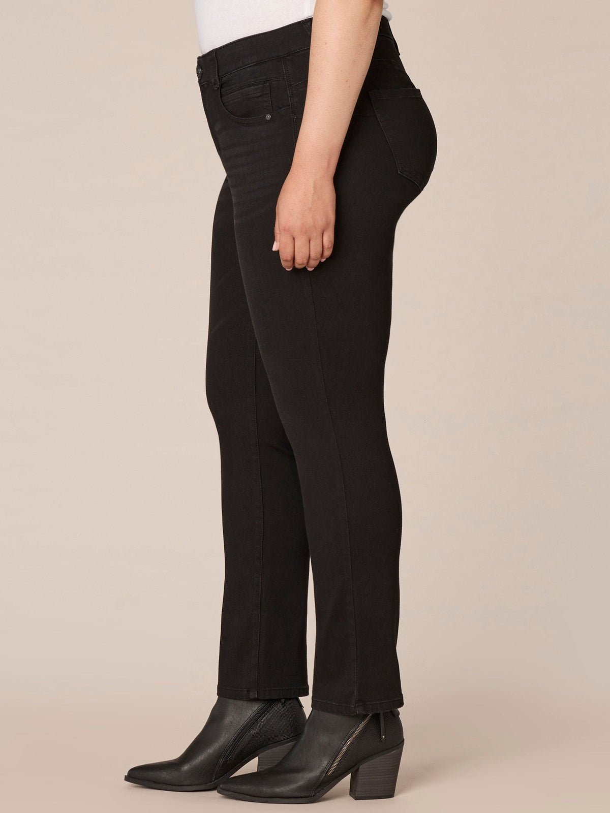 Democracy Clothing "Ab"solution® Booty Lift Black Denim Straight Leg Plus Jeans - Black Denim