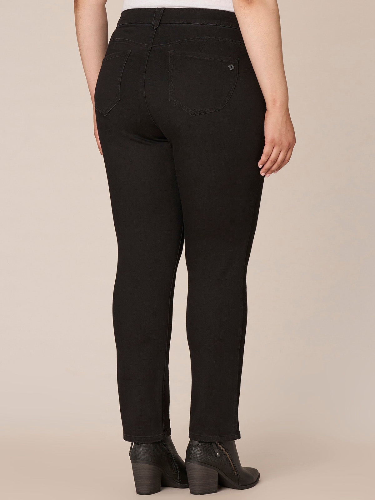 Democracy Clothing "Ab"solution® Booty Lift Black Denim Straight Leg Plus Jeans - Black Denim
