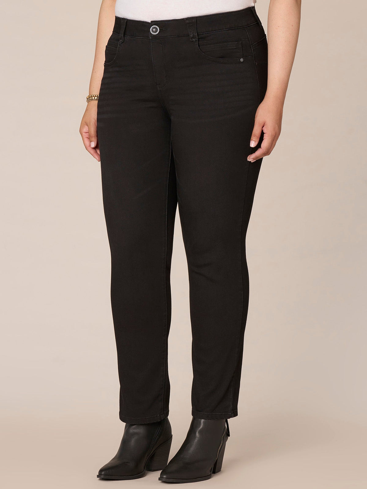 Democracy Clothing "Ab"solution® Booty Lift Black Denim Straight Leg Plus Jeans - Black Denim