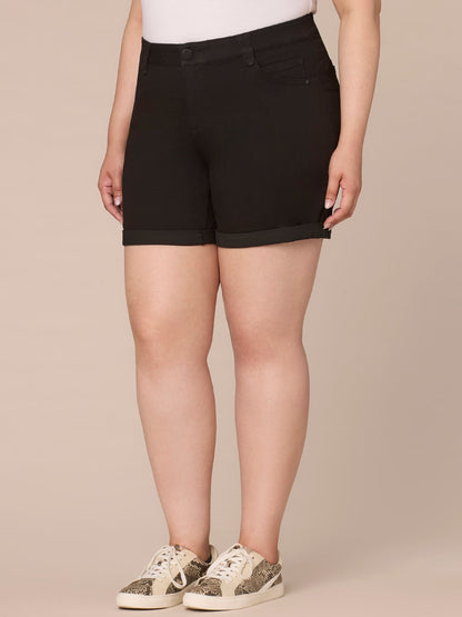 Democracy Clothing "Ab"solution Plus Size High Rise Short with 7" Inseam - Black