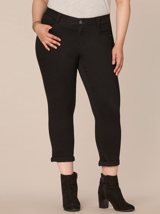 Democracy Clothing "Ab"solution® Plus Black Denim Ankle Skimmer Jeans - Black Denim