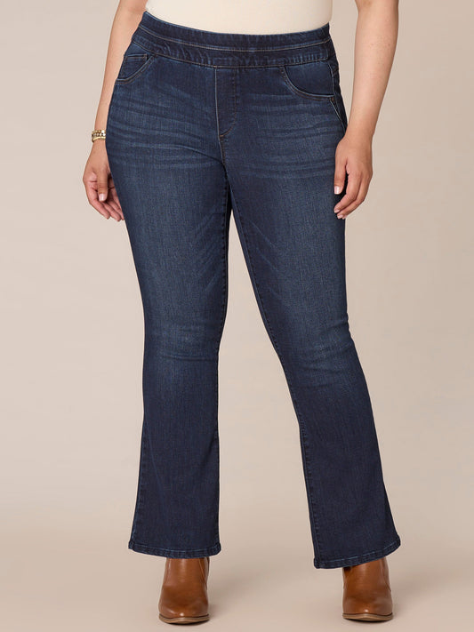 Democracy Clothing "Ab"solution High Rise Itty Bitty Boot Glider Plus Size Jeans - Indigo Denim