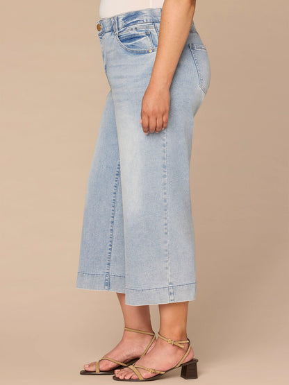 Democracy Clothing "Ab"solution® High Rise Light Blue Cropped Plus Size Wide Leg Jeans - Light Blue Denim