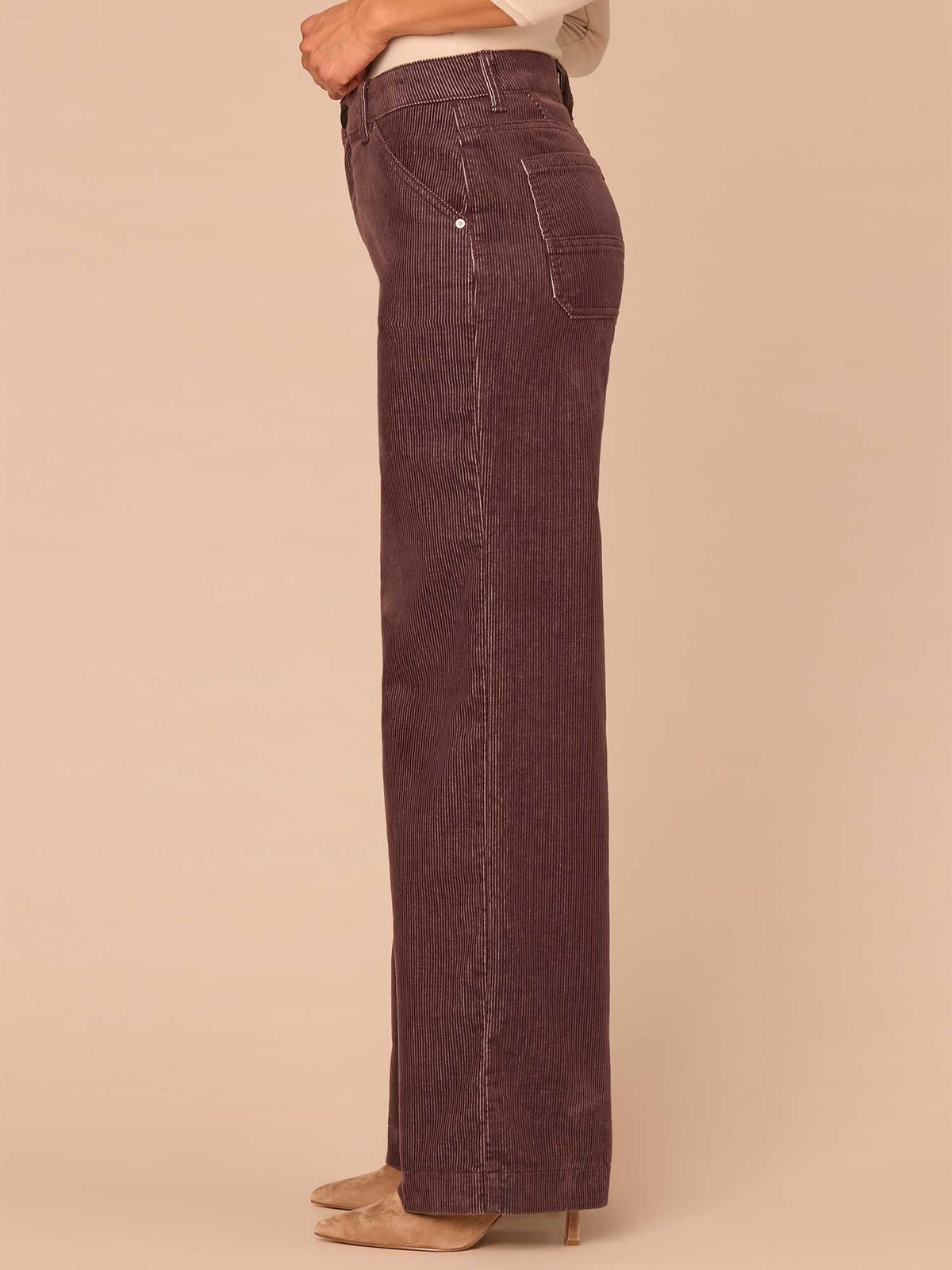 Democracy Clothing "Ab"solution® Skyrise Slash Pocket Wide Leg Plus Size Corduroy Pants - Washed Oxblood
