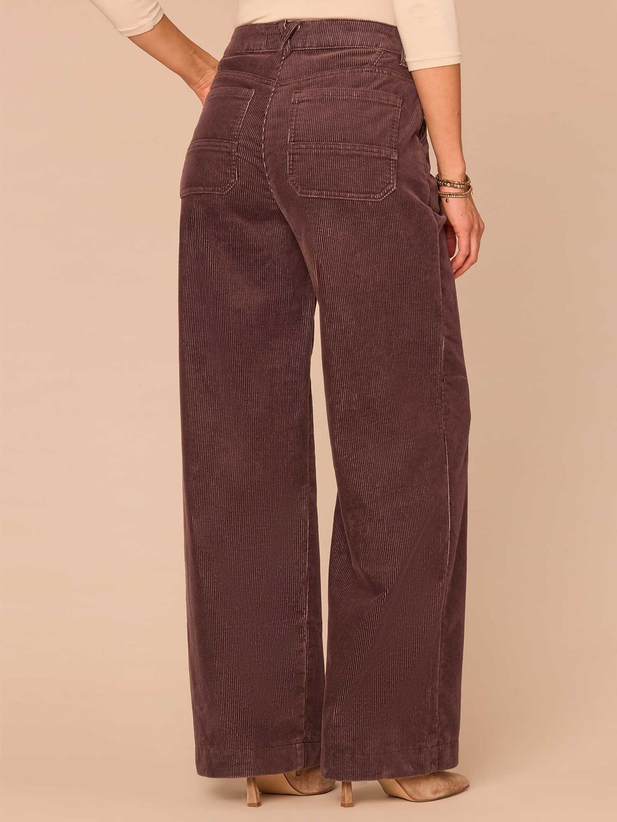 Democracy Clothing "Ab"solution® Skyrise Slash Pocket Wide Leg Plus Size Corduroy Pants - Washed Oxblood